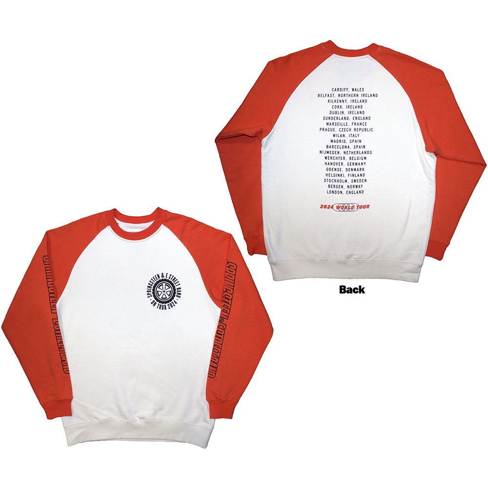 Bruce Springsteen - Tour '24 Wheel Heren Tshirt - Wit/Oranje